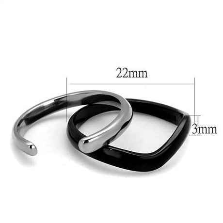 Two-Tone IP Black (Ion Plating) Stainless Steel Ring with No Stone
