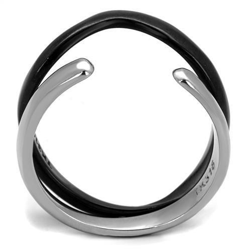 Two-Tone IP Black (Ion Plating) Stainless Steel Ring with No Stone