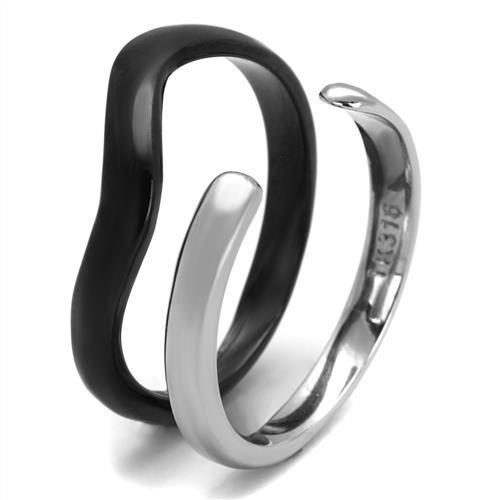Two-Tone IP Black (Ion Plating) Stainless Steel Ring with No Stone