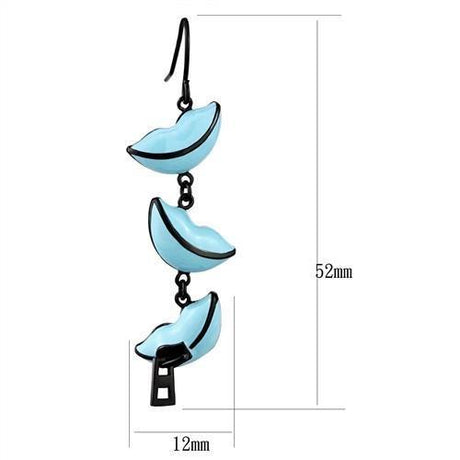 IP Black(Ion Plating) Stainless Steel Earrings with Epoxy  in Sea Blue