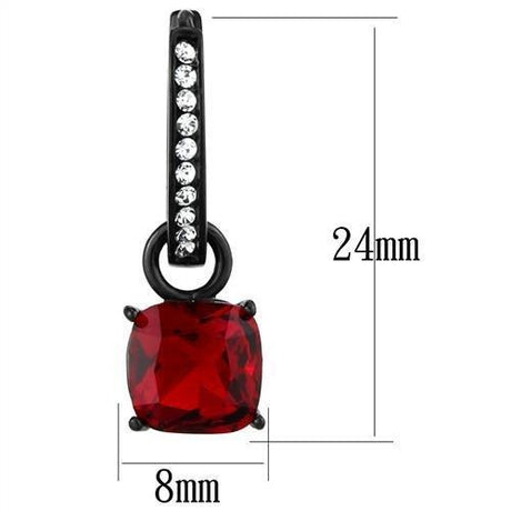 IP Black(Ion Plating) Stainless Steel Earrings with Synthetic Synthetic Glass in Siam