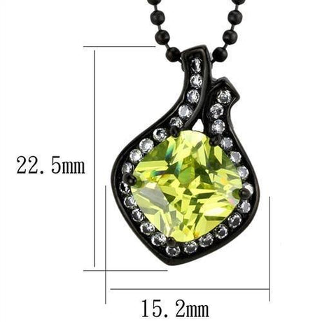 IP Black(Ion Plating) Stainless Steel Chain Pendant with AAA Grade CZ  in Apple Green color