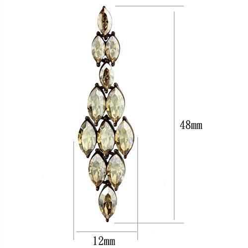 IP Coffee light Stainless Steel Earrings with Top Grade Crystal  in Champagne