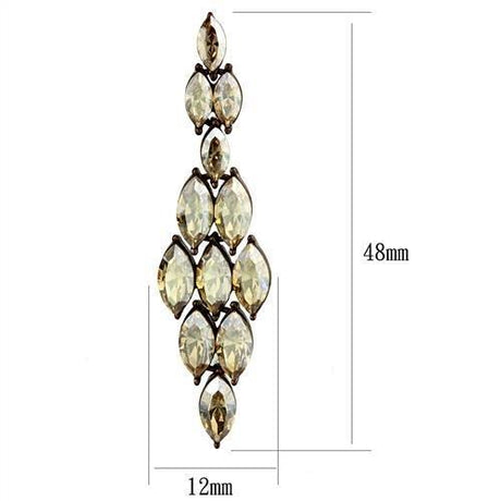 IP Coffee light Stainless Steel Earrings with Top Grade Crystal  in Champagne