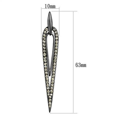 IP Light Black  (IP Gun) Stainless Steel Earrings with Top Grade Crystal  in Smoky Topaz