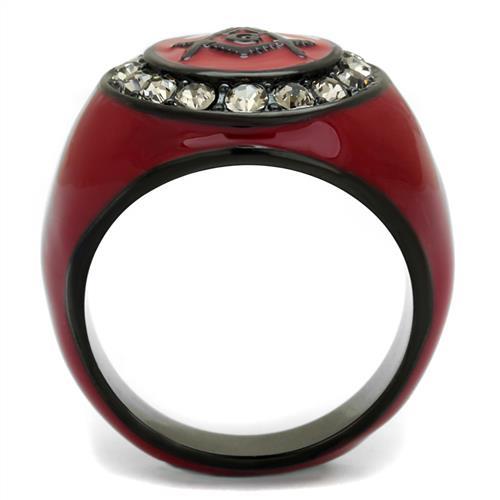 IP Black(Ion Plating) Stainless Steel Ring with Top Grade Crystal  in Black Diamond