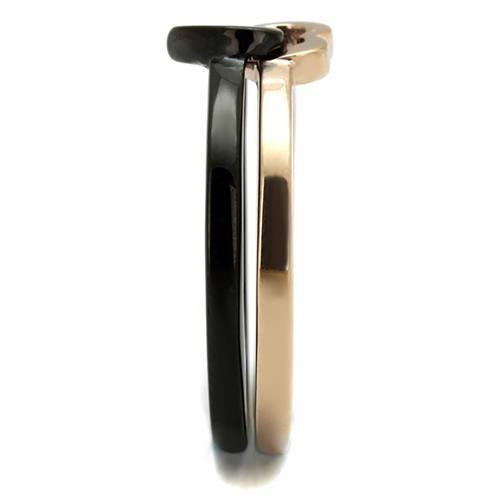 IP Rose Gold+ IP Black (Ion Plating) Stainless Steel Ring with No Stone
