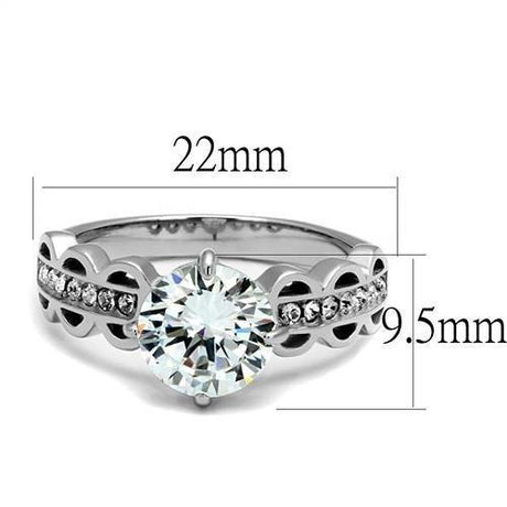 High polished (no plating) Stainless Steel Ring with AAA Grade CZ  in Clear