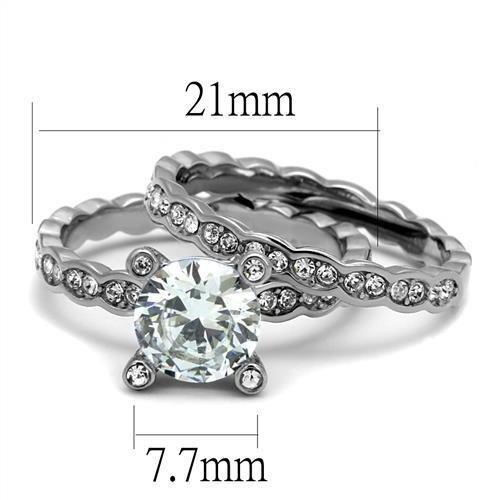 High polished (no plating) Stainless Steel Ring with AAA Grade CZ  in Clear