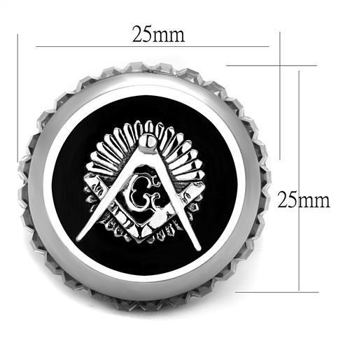 High polished (no plating) Stainless Steel Ring with Top Grade Crystal  in Jet