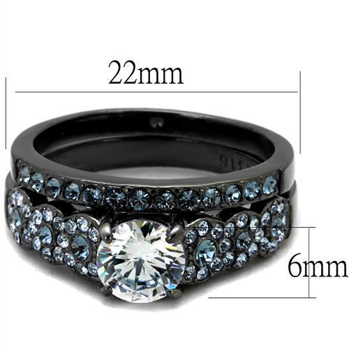 IP Light Black  (IP Gun) Stainless Steel Ring with AAA Grade CZ  in Clear