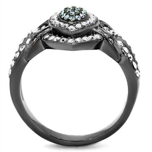 IP Light Black  (IP Gun) Stainless Steel Ring with Top Grade Crystal  in Multi Color