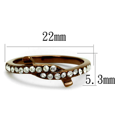 IP Coffee light Stainless Steel Ring with Top Grade Crystal  in Clear