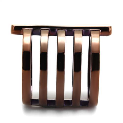 IP Coffee light Stainless Steel Ring with Top Grade Crystal  in Light Coffee