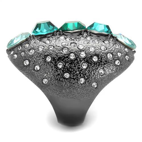 IP Light Black  (IP Gun) Stainless Steel Ring with Top Grade Crystal  in Multi Color