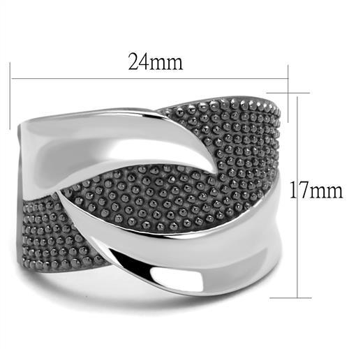 Two Tone IP Light Black (IP Gun) Stainless Steel Ring with No Stone