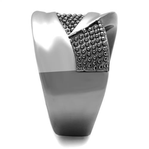 Two Tone IP Light Black (IP Gun) Stainless Steel Ring with No Stone