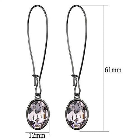 IP Light Black  (IP Gun) Stainless Steel Earrings with Top Grade Crystal  in Light Peach