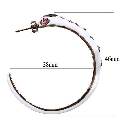 IP Coffee light Stainless Steel Earrings with Top Grade Crystal  in Multi Color