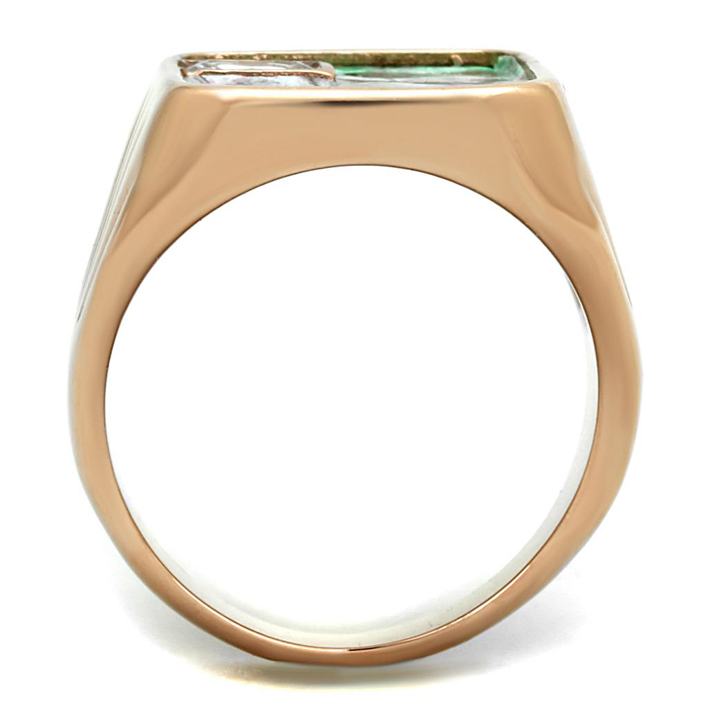 IP Rose Gold(Ion Plating) Stainless Steel Ring with Leather  in Multi Color