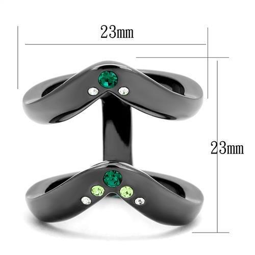 IP Light Black  (IP Gun) Stainless Steel Ring with Top Grade Crystal  in Multi Color