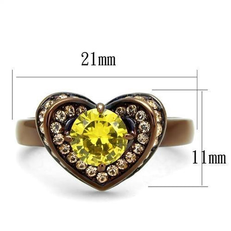 IP Coffee light Stainless Steel Ring with AAA Grade CZ  in Topaz