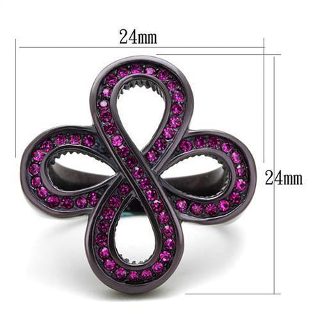 IP Dark Brown (IP coffee) Stainless Steel Ring with Top Grade Crystal  in Fuchsia