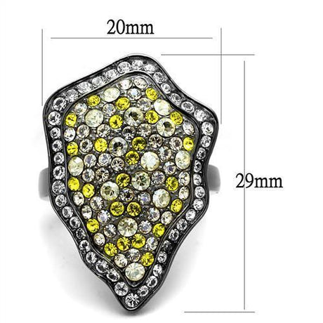 IP Light Black  (IP Gun) Stainless Steel Ring with Top Grade Crystal  in Multi Color
