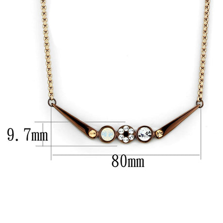 IP Rose Gold & IP light Coffee Stainless Steel Necklace with Top Grade Crystal  in Multi Color