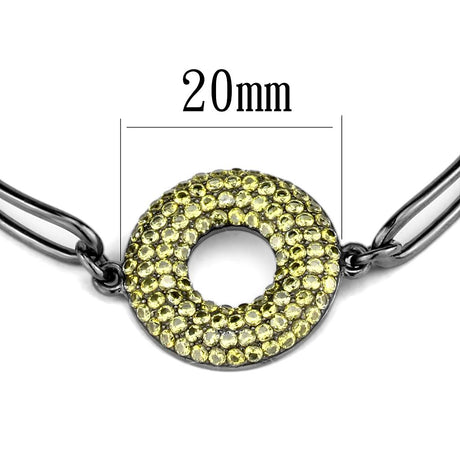 IP Light Black  (IP Gun) Stainless Steel Bangle with AAA Grade CZ  in Topaz