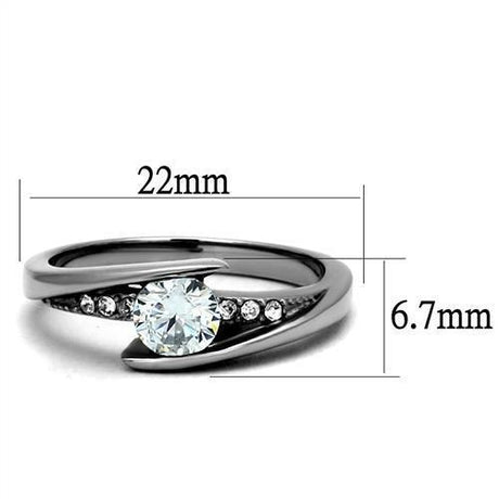 High polished (no plating) Stainless Steel Ring with AAA Grade CZ  in Clear