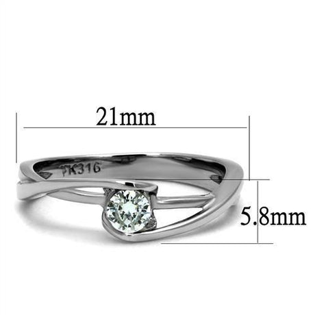 High polished (no plating) Stainless Steel Ring with AAA Grade CZ  in Clear