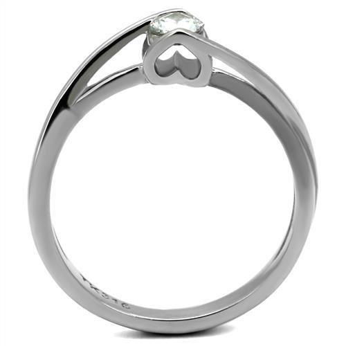 High polished (no plating) Stainless Steel Ring with AAA Grade CZ  in Clear