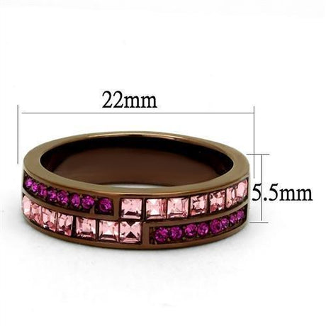 IP Coffee light Stainless Steel Ring with Top Grade Crystal  in Multi Color