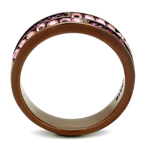 IP Coffee light Stainless Steel Ring with Top Grade Crystal  in Multi Color