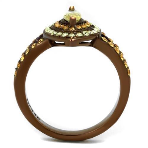 IP Coffee light Stainless Steel Ring with AAA Grade CZ  in Citrine Yellow