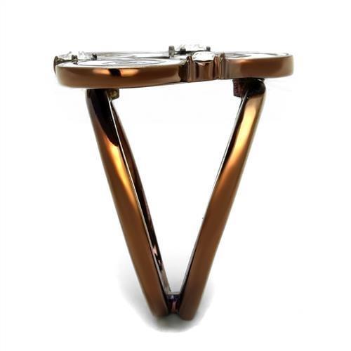 IP Coffee light Stainless Steel Ring with Top Grade Crystal  in Clear
