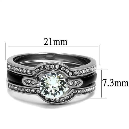 High polished (no plating) Stainless Steel Ring with Top Grade Crystal  in Clear