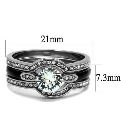 High polished (no plating) Stainless Steel Ring with Top Grade Crystal  in Clear