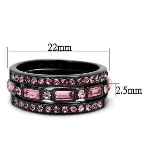 IP Light Black  (IP Gun) Stainless Steel Ring with Top Grade Crystal  in Multi Color