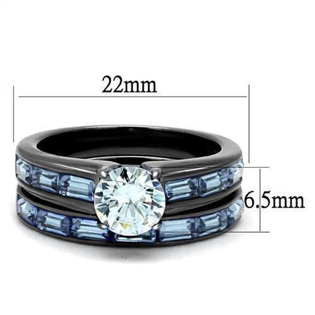 IP Light Black  (IP Gun) Stainless Steel Ring with AAA Grade CZ  in Clear
