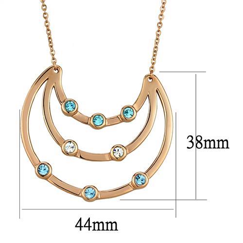 IP Rose Gold(Ion Plating) Stainless Steel Necklace with Top Grade Crystal  in Multi Color