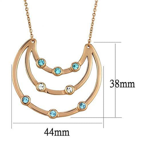 IP Rose Gold(Ion Plating) Stainless Steel Necklace with Top Grade Crystal  in Multi Color
