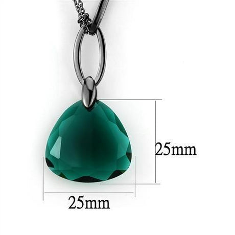 IP Light Black  (IP Gun) Stainless Steel Necklace with Synthetic Synthetic Glass in Blue Zircon