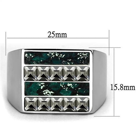 High polished (no plating) Stainless Steel Ring with Leather  in Assorted