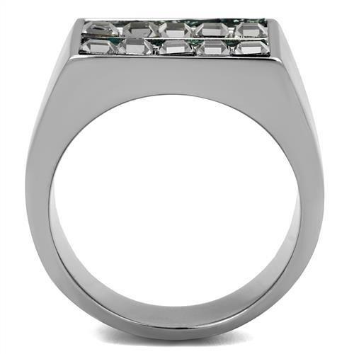 High polished (no plating) Stainless Steel Ring with Leather  in Assorted