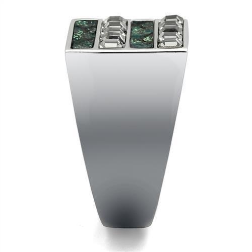 High polished (no plating) Stainless Steel Ring with Leather  in Assorted