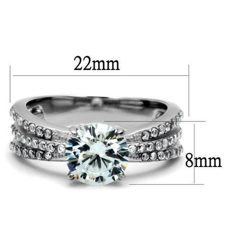 High polished (no plating) Stainless Steel Ring with AAA Grade CZ  in Clear