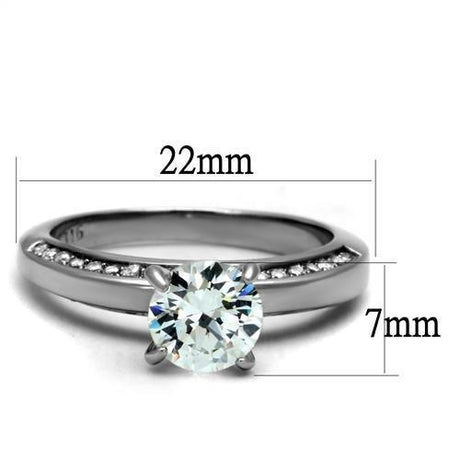 High polished (no plating) Stainless Steel Ring with AAA Grade CZ  in Clear