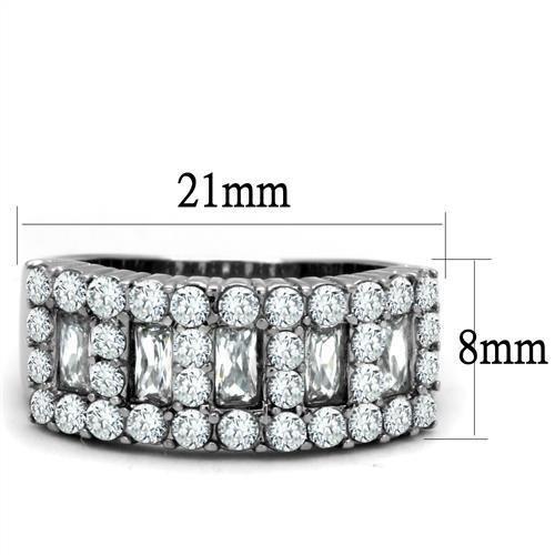 High polished (no plating) Stainless Steel Ring with AAA Grade CZ  in Clear